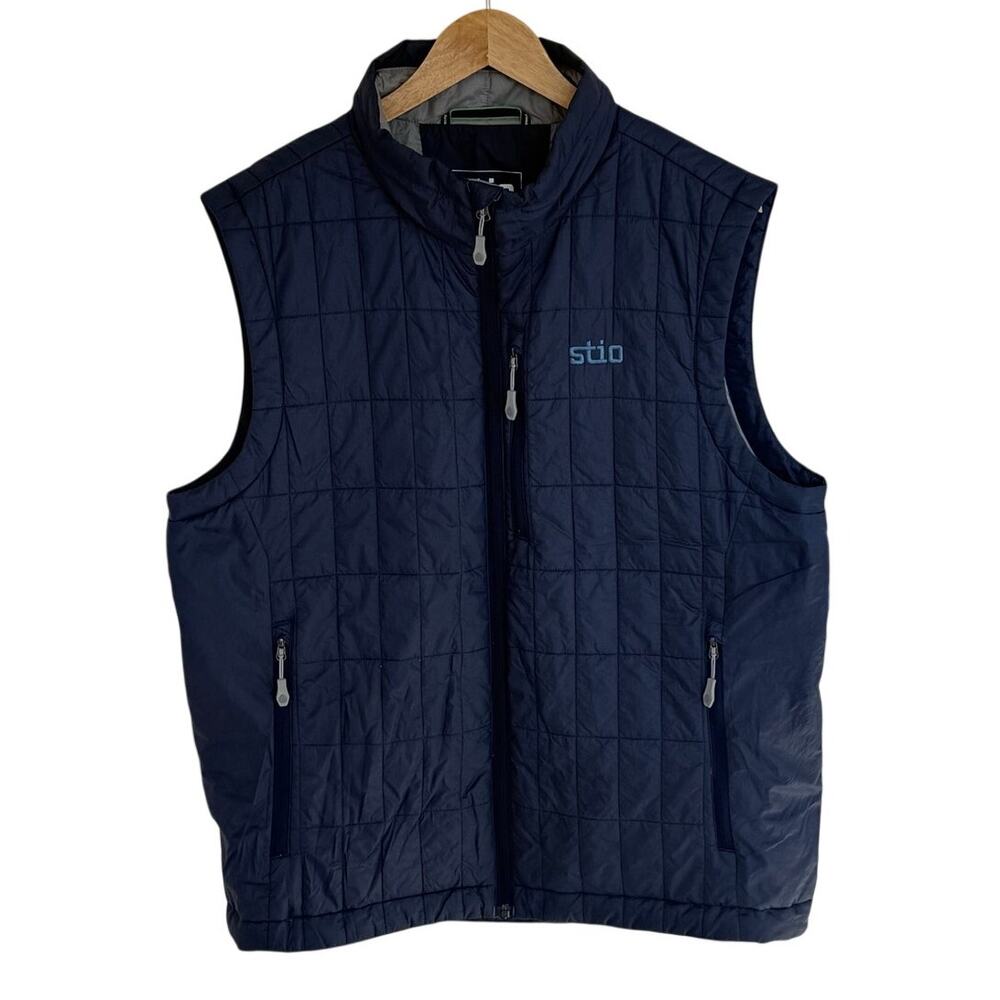 Stio Navy Quilted Insulated Vest Full Zip Outdoor Hiking Mens L